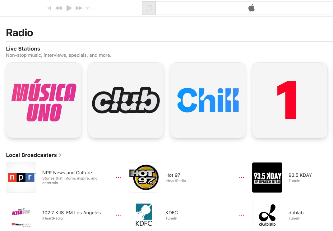 Apple Music چندین ایستگاه رادیویی زنده رایگان ارائه می دهد