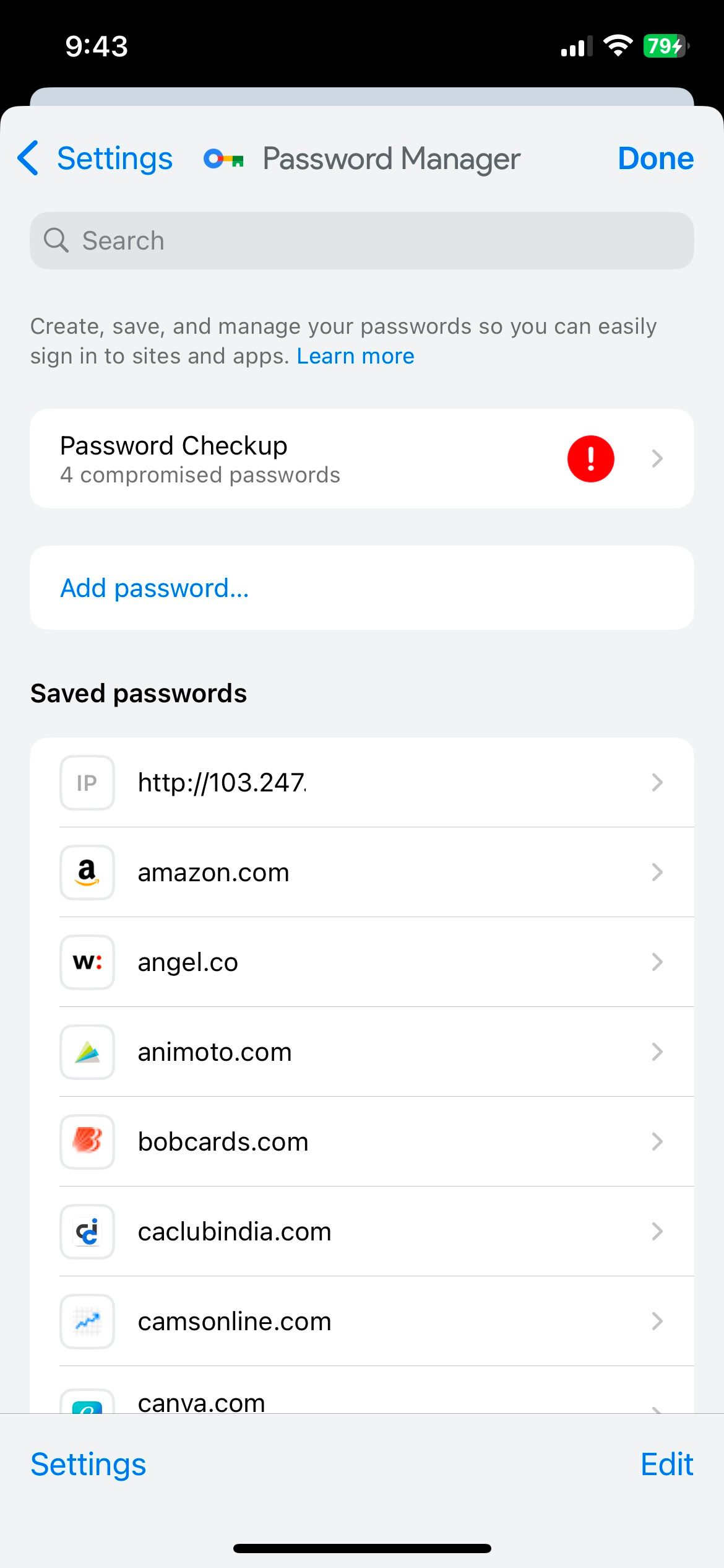 Chrome Password Manager در iOS