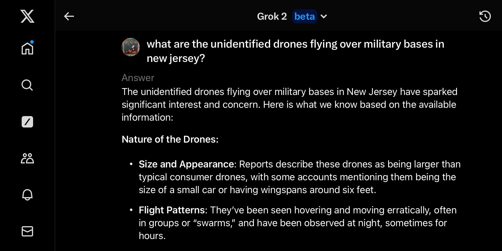 از grok در مورد پهپادهای نیوجرسی UP سوال می شود