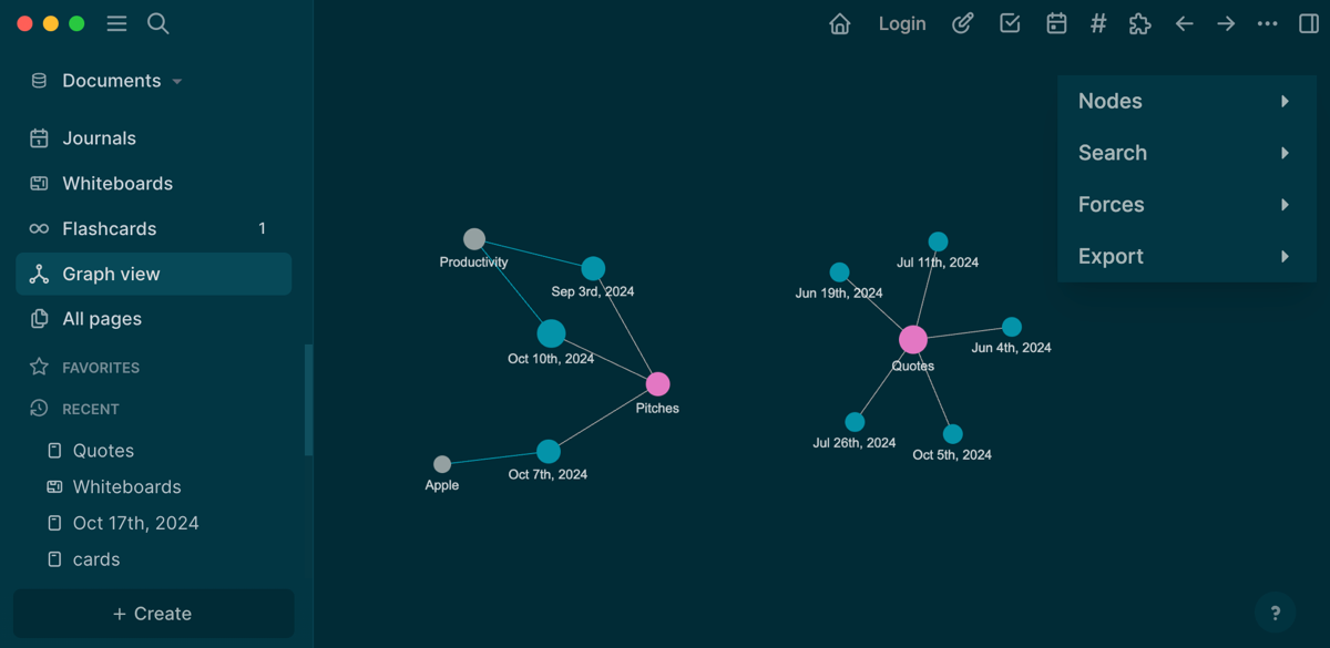 نمای نمودار در Logseq