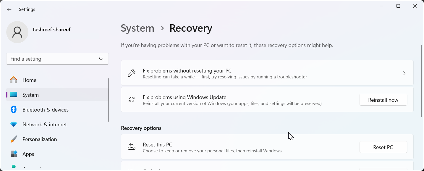 برنامه تنظیمات در ویندوز 11 نشان دهنده رفع مشکلات با استفاده از گزینه Windows Update-1 است