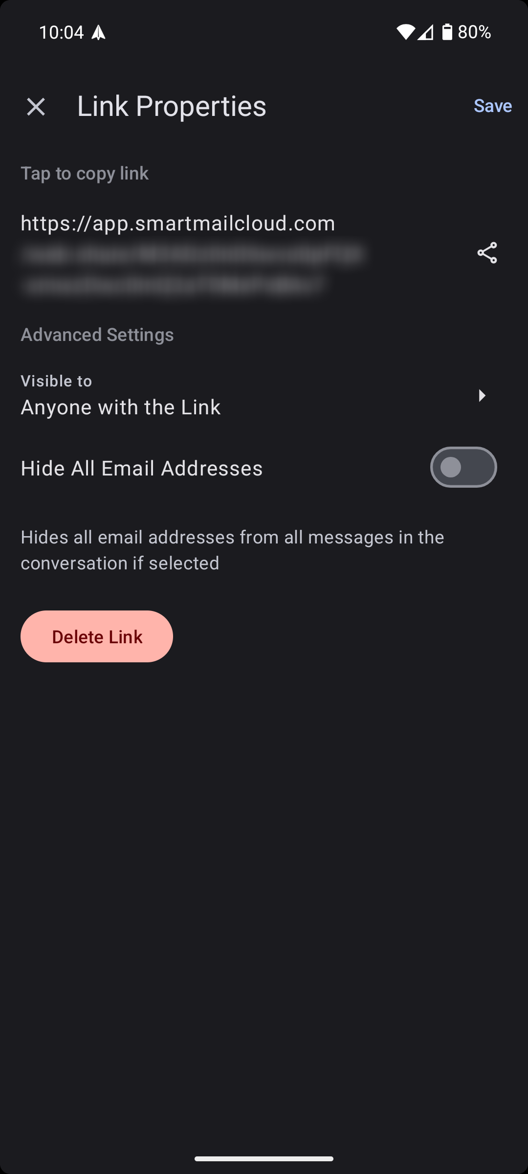 ویژگی های پیوند قابل اشتراک گذاری در برنامه Spark Mail Android