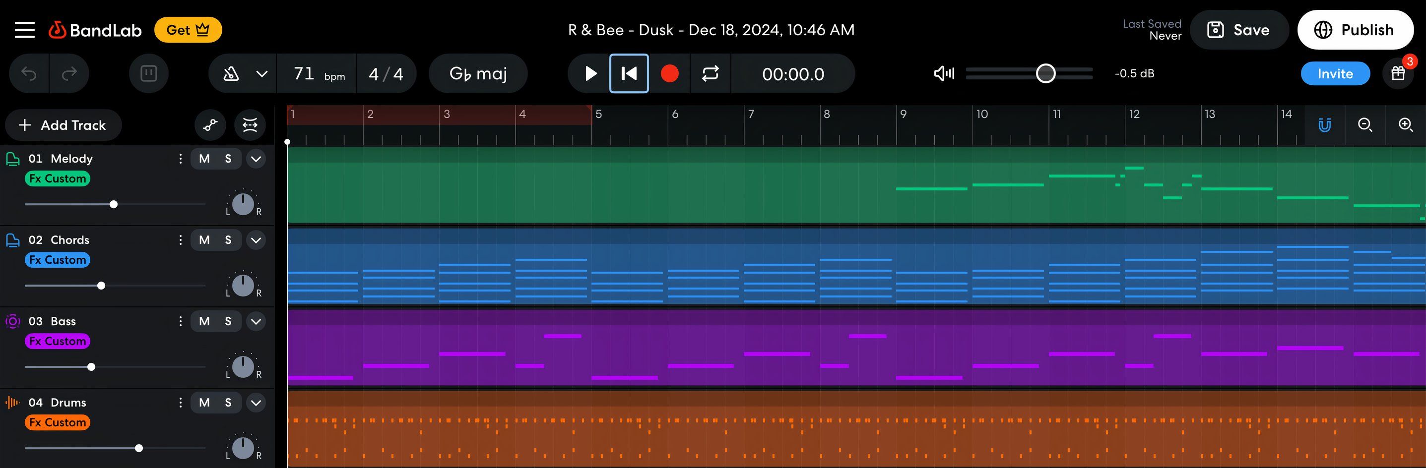 صفحه تنظیم BandLab Songstarter.