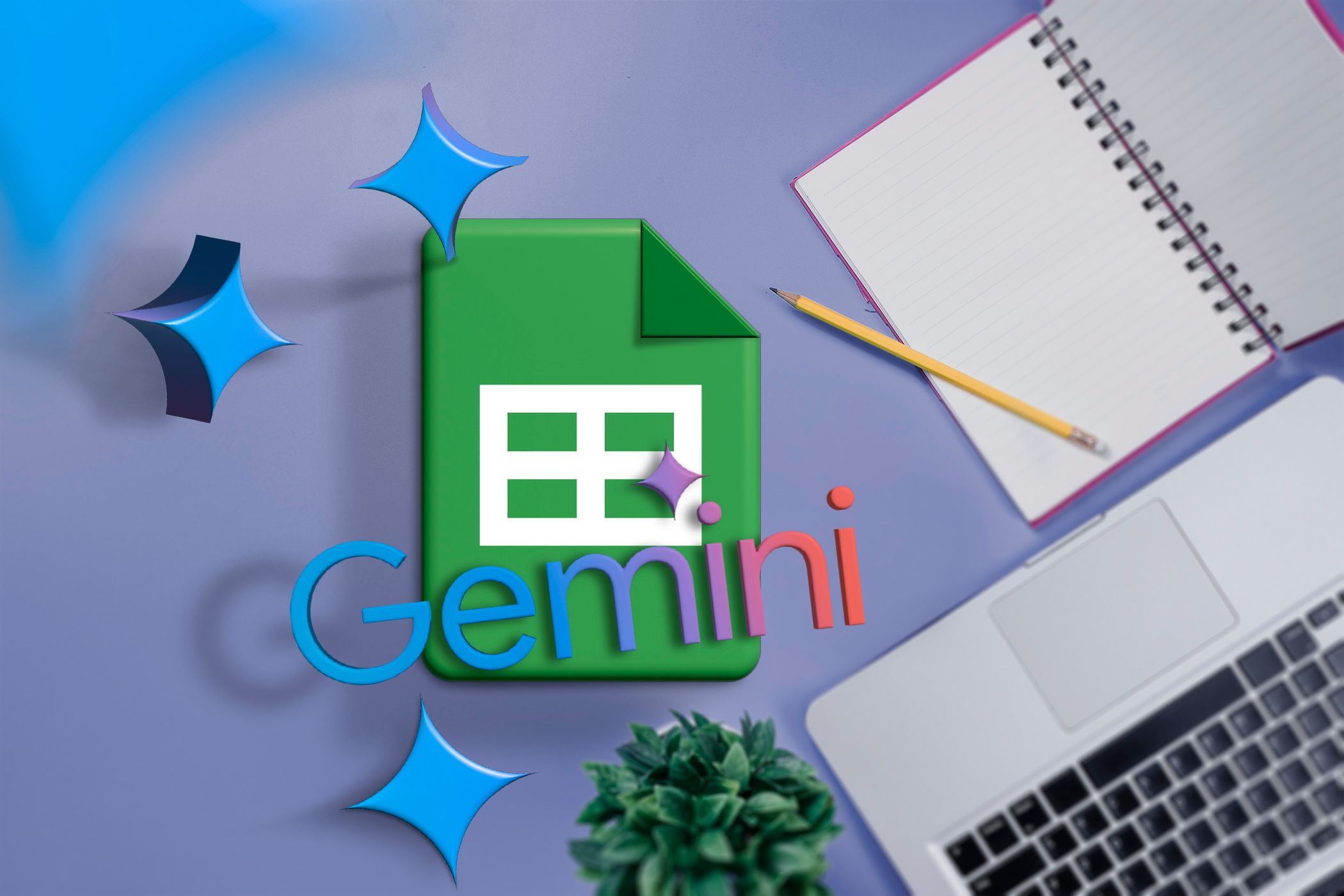 یک میز با لوگوی Google Sheets و Gemini.