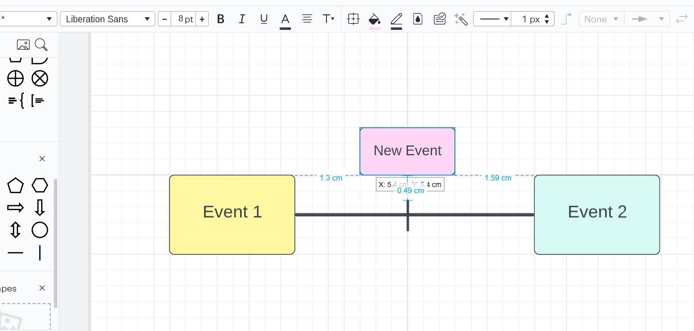 جدول زمانی Lucidchart در حال افزودن یک رویداد جدید