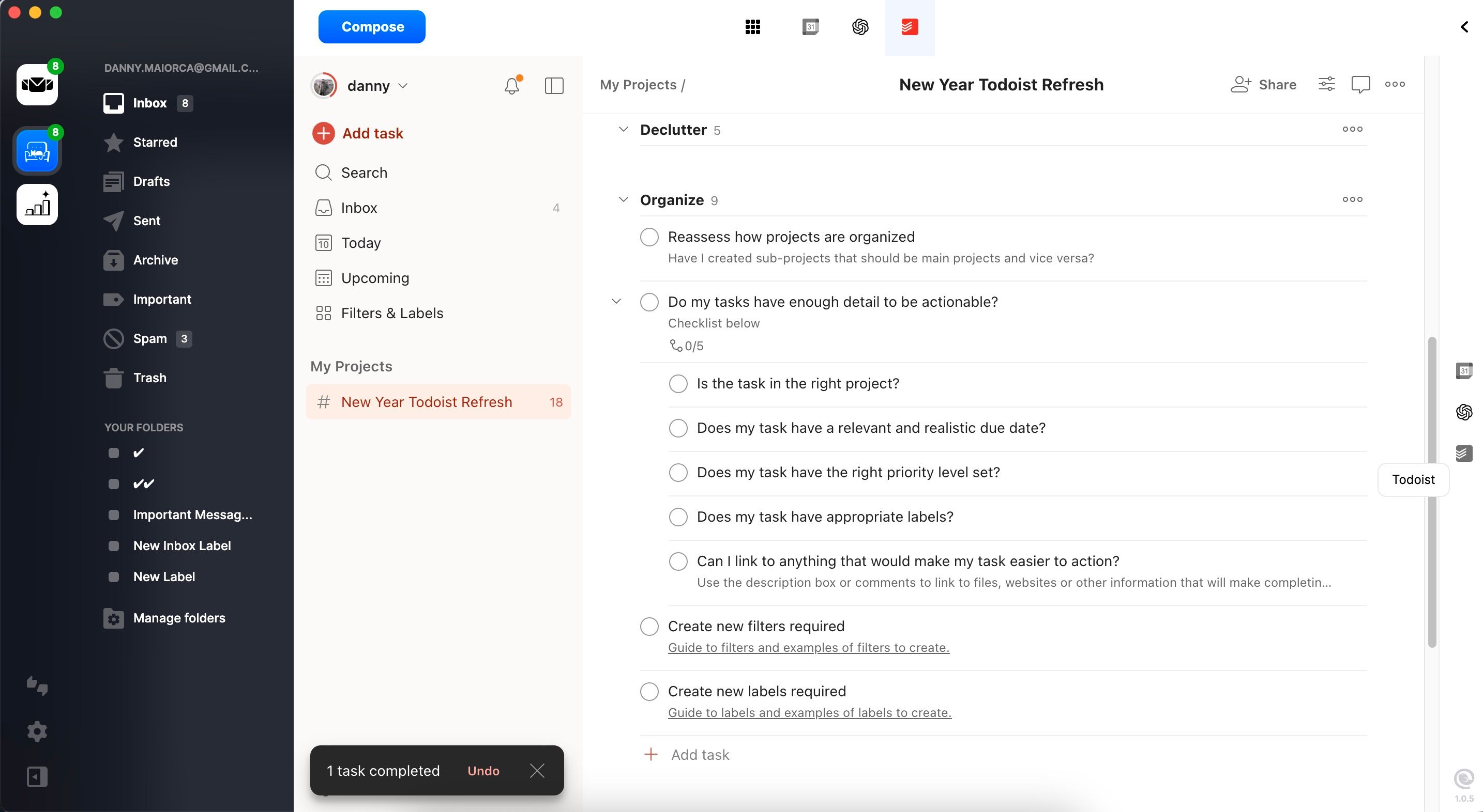 وظایف خود را در Todoist از طریق برنامه Mailbird مدیریت کنید.