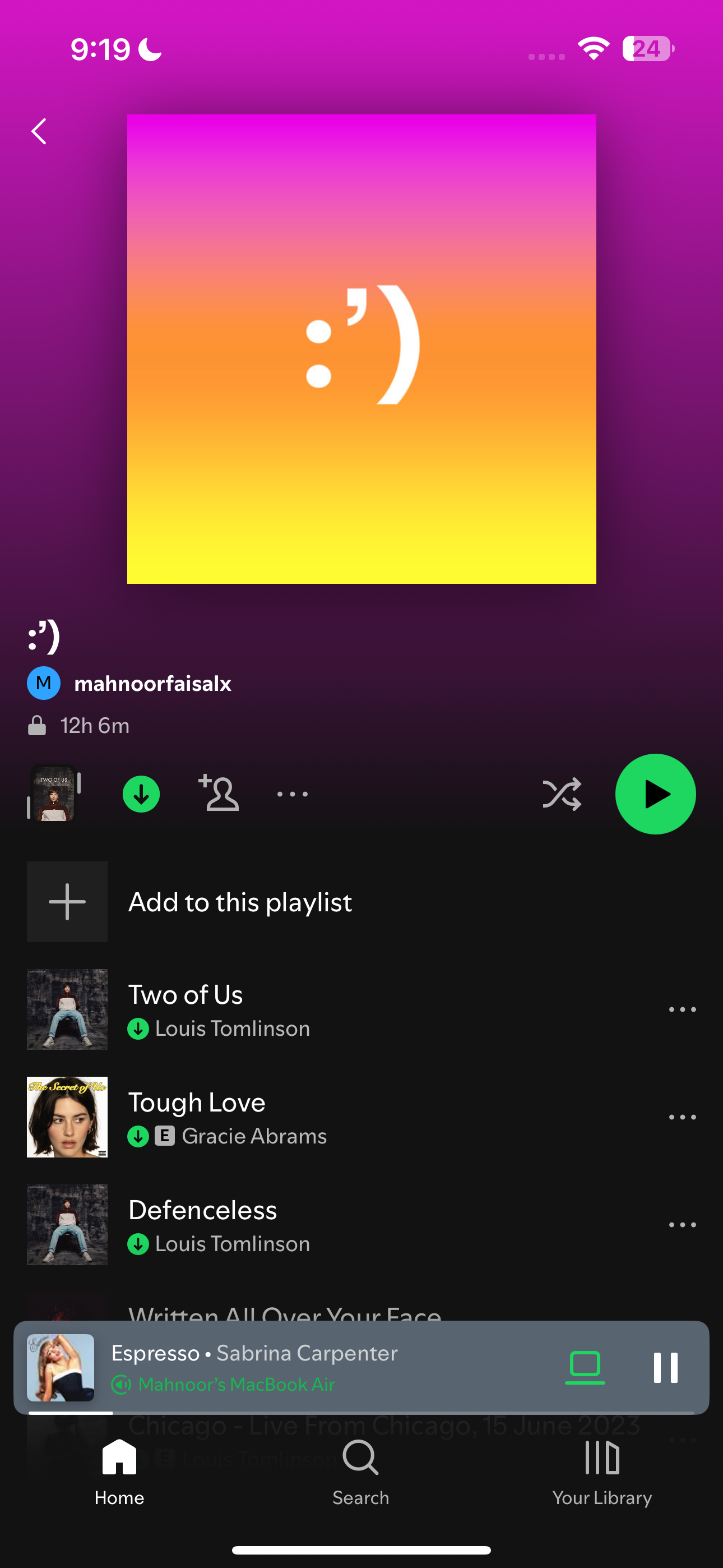 یک لیست پخش تصادفی Spotify