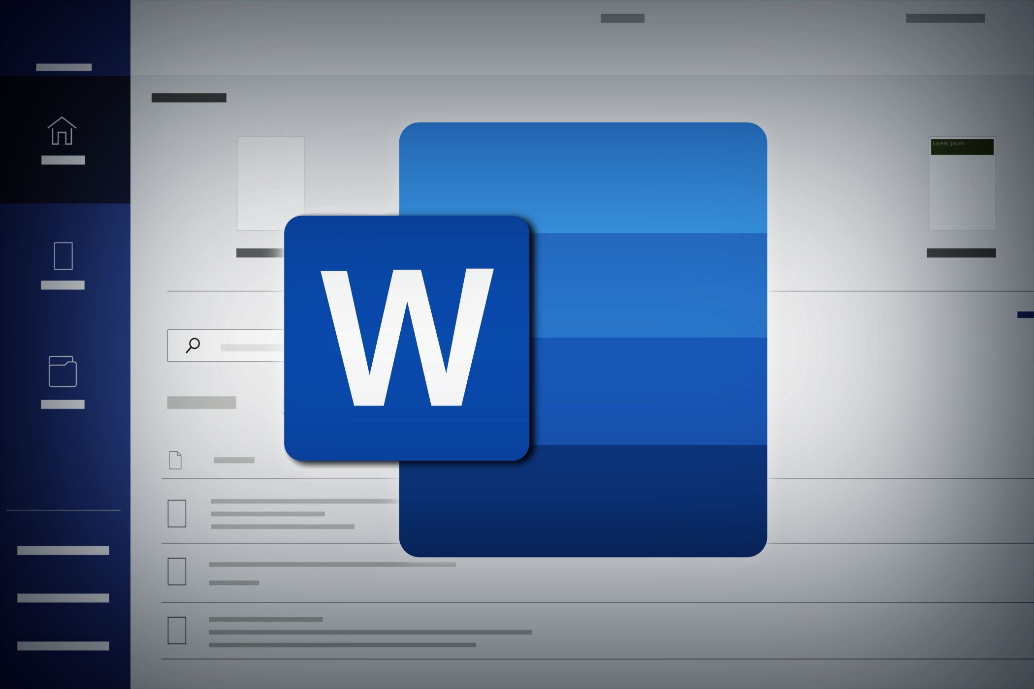 نماد Microsoft Word در صفحه رایانه ، برجسته رابط کاربری ایجاد اسناد و ویرایش در نرم افزار محبوب پردازش Word.