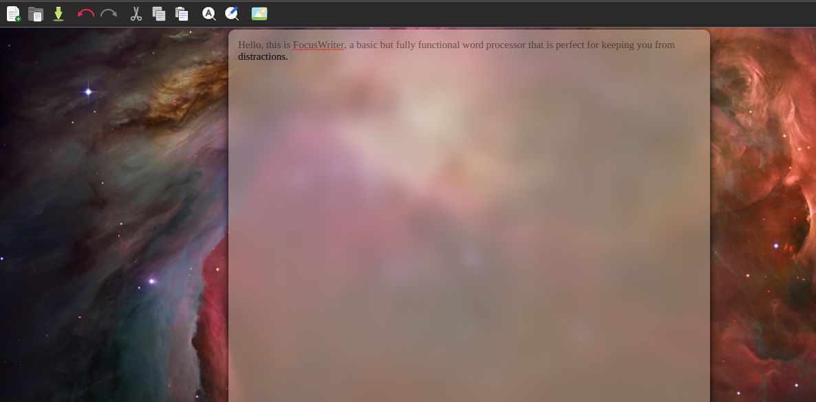 تصویر از Focuswriter با پس زمینه فضایی